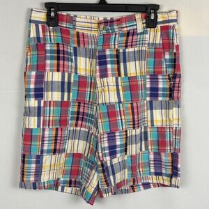 Cape Madras Women Cotton Patchwork Plaid Bermuda Shorts Sz 4 Preppy Lightweight